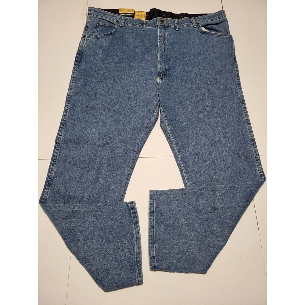 Wrangler Flex Waist Regular Fit Mid Rise Straight Leg Blue Denim Jeans SZ 44x30